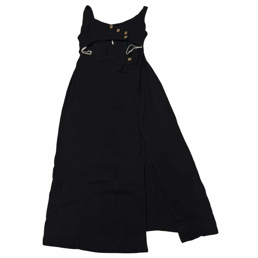 Free People Black Asymmetrical Button Maxi Dress Size S
